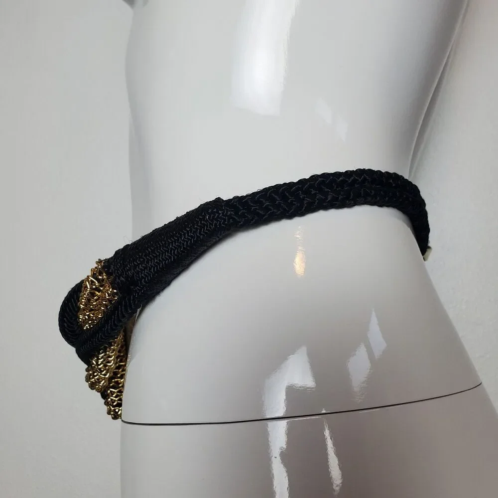 Vintage 80s Black and Gold Rope Belt